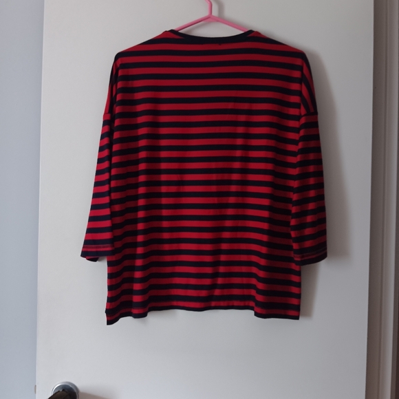 Vintage SONIA RYKIEL Blue + Red Striped Cotton Tee L - Picture 4 of 5